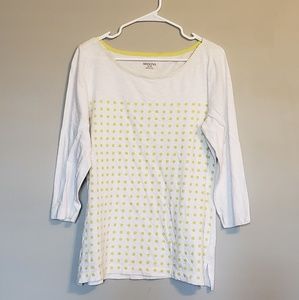 Yellow Polka Dot 3/4 Sleeve Top